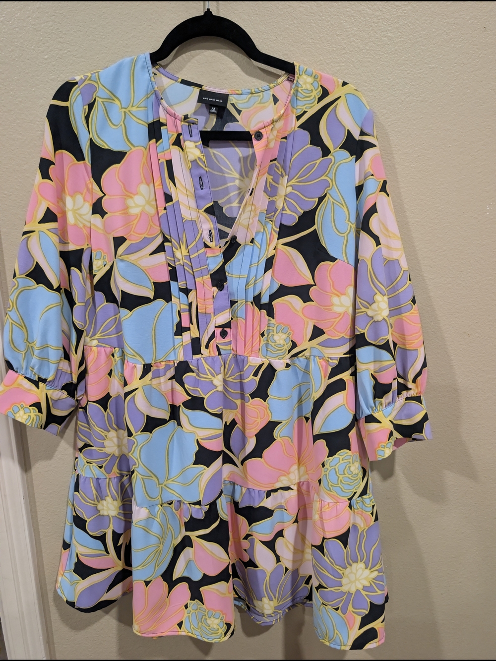 Who What Wear Floral Midi Dress in Black, Pink, Blue, Lavender